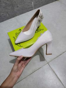 White Glitter Heels