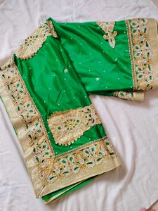 Green & Gold Embroidered Saree