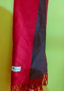 Elegant Red Scarf with Fringe Detail