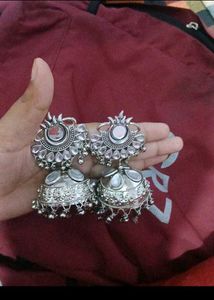 Oxidized Silver Jhumka Earrings