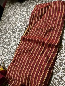 Striped Maroon Saree