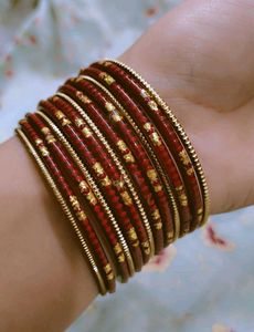 Red & Gold Bangles (Set of 12)