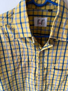Yellow Shirt With Blue Colour Checked