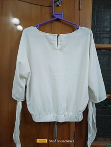 Round Neck Off White Crop Top