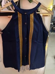 Chemistry Halter Neck Top With Embroidered Detail