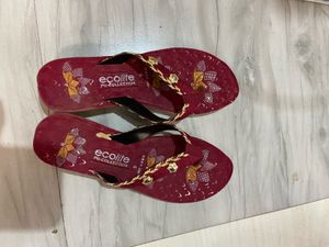 Red &amp; Gold Thong Sandals