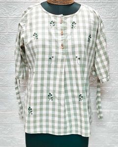 Checkered Embroidered Top