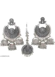 Oxidized Silver Jhumka Set