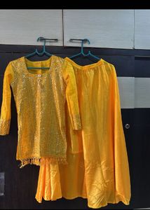 Yellow Sequin Sarara  Set