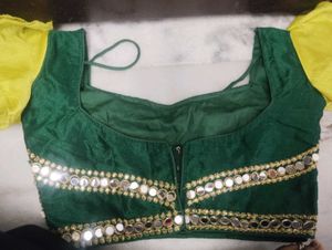 Green Mirror Work Blouse