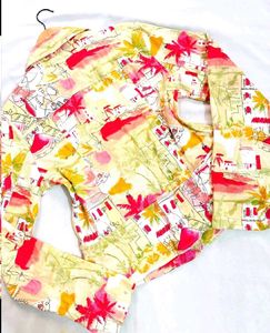 🎁Buy1 Get1 Free Tropical Print Denim Jacket C