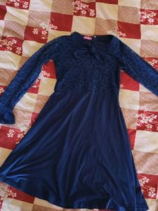 Navy Lace & Jersey Dress