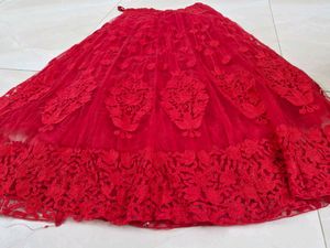 Excellent Red Crop Top Skirt Lehenga