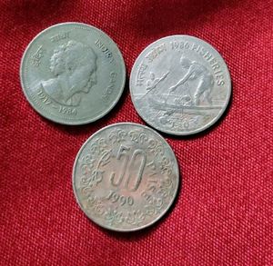 Old 50paise Coins Of 3 Different Types