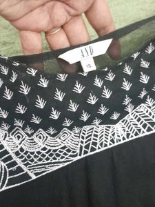 Black Embroidered Long Sleeve Top