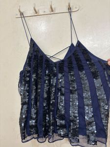 Sequin Embellished Navy Top