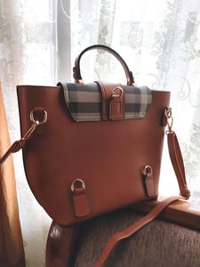 Brown Bucket Shaped Structured Handbag
