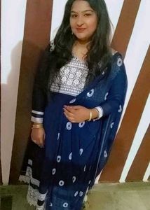 XXL Elegant Blue & White Embroidered Salwar Kameez