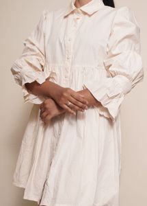 Cream Button-Down Mini Dress
