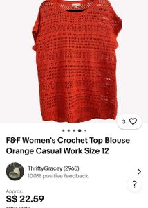 Orange Crochet Top Blouse