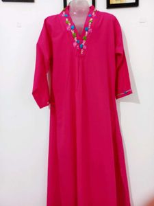 Pink Embroidered Kurta