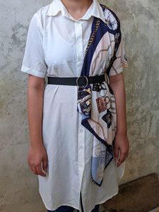White and blue formal dress