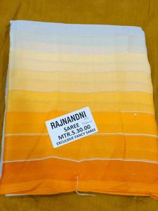 Yellow orange strip pattern saree