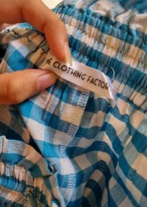 Blue Gingham Checkered Shorts