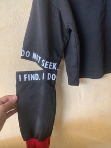 Black Graphic Crop Hoodie