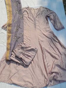 Lavender Anarkali With Dupatta Set