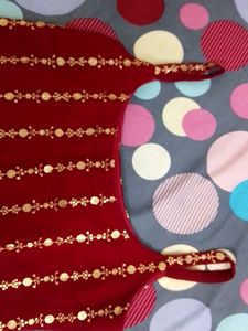 Red Embellished Kurta