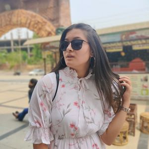 Beautiful Floral Printed White Korean Style Dress