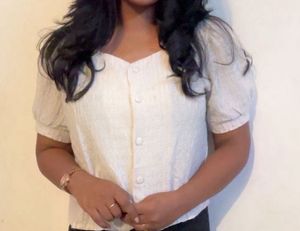 White Puff Sleeve Top (used once)