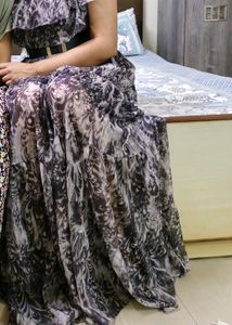Grey Black Shiny Maxi Dress