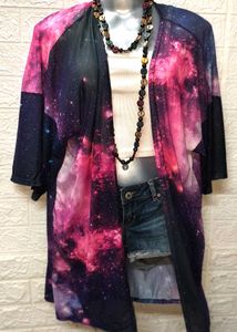 Galaxy Print Lightweight Beach Wear Cardigan