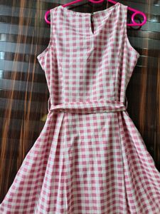 Girls Pink Checkered Dress