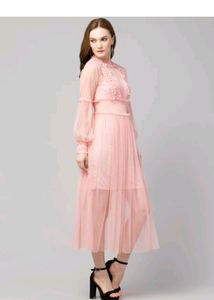 Offer Price 📢 Beautiful Women Lace Flowers Dream Gauze Dress Temperament Collar Lantern Sleeve Dress(With Inner )