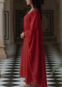 Elegant Red Anarkali Kurta Set