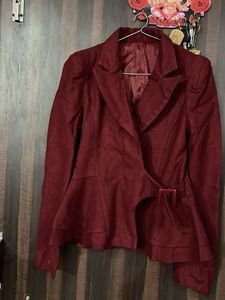 mehroon Peplum Blazer