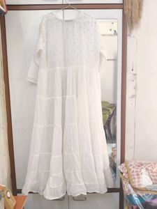 Pure Cotton White Full Flared Bohemian Shrug