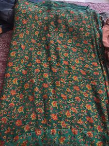 Floral Green Saree
