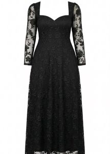 Elegance in Every Stitch ✨ | Black Lace Long Dress