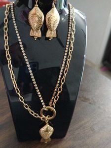 Fish Necklace Set With Earrings