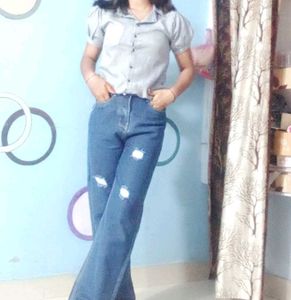 Fancy Top In Grey Colour With Adjustable Band