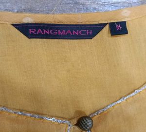 (Rangmanch)Bright Yellow Printed Kurti Embroidery.