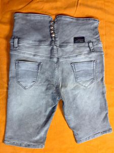 Grey Denim Shorts For Women