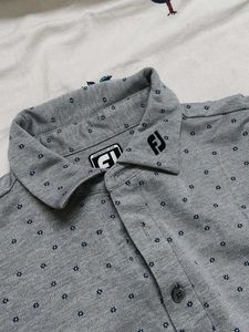 Foot Joy Men Grey Micro Flower Golf Polo Tshirt