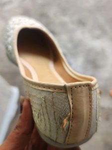 new handwork bellies white and gold cutdana