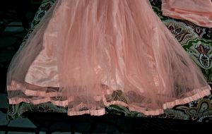 90% Off 💥 Barbie Peach Net Heavy Gown With Stones