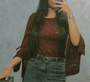 Partywear Red Shimmer Top ♥️